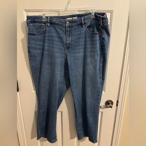 Lands' End Plus Stretch High Rise Ankle Crop Jeans Medium Wash 22W